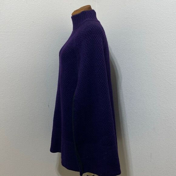 Lauren Ralph Lauren Purple Wool Blend Cape Poncho Sweater One Size Fits Most - Picture 5 of 8